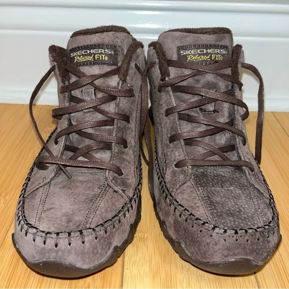 Skechers Women Bikers Pole Suede Leather Boots size 9